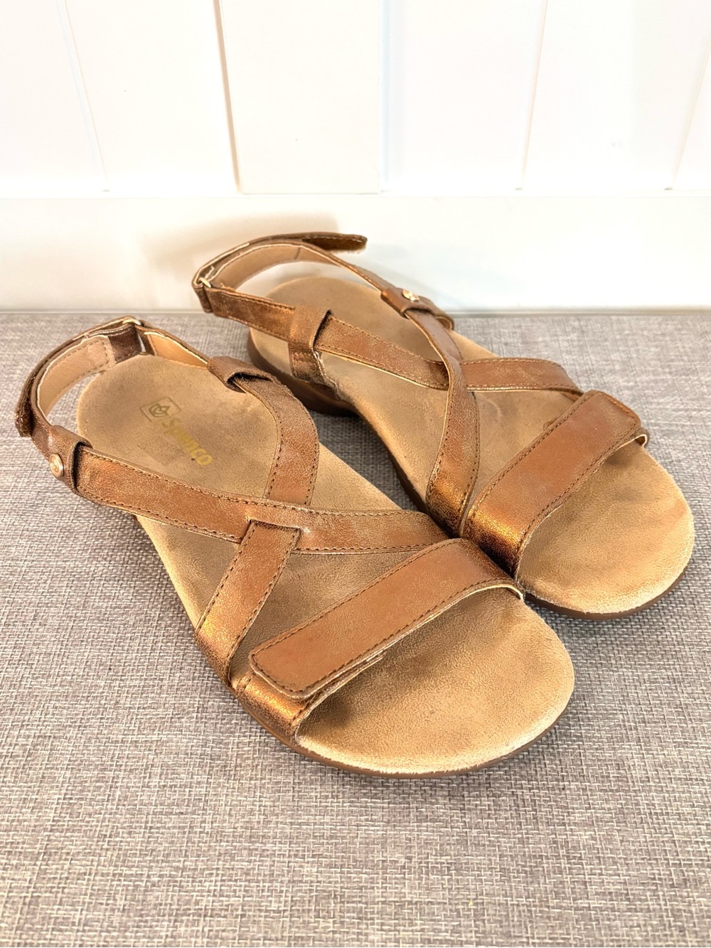 Spenco Grace Metallic Gold Orthotic Adjustable Comfort Sandals Women’s 7
